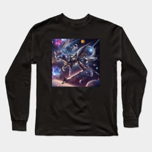 Skateboarding Galactic Cat Long Sleeve T-Shirt